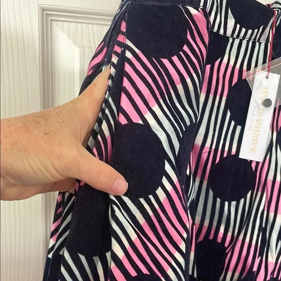 Frances Valentine Ball Skirt Scoop Flocked Velvet Navy Multi Size 1X New W/Tags - Picture 6 of 9